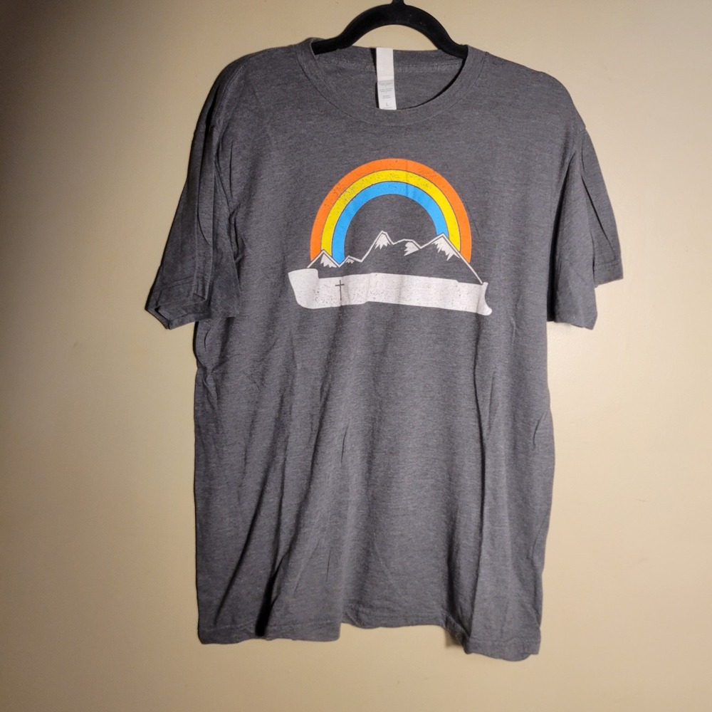 Tultex Ark Encounter Christian T-Shirt Mens Large Gray Rainbow Genesis 9:13 Tee